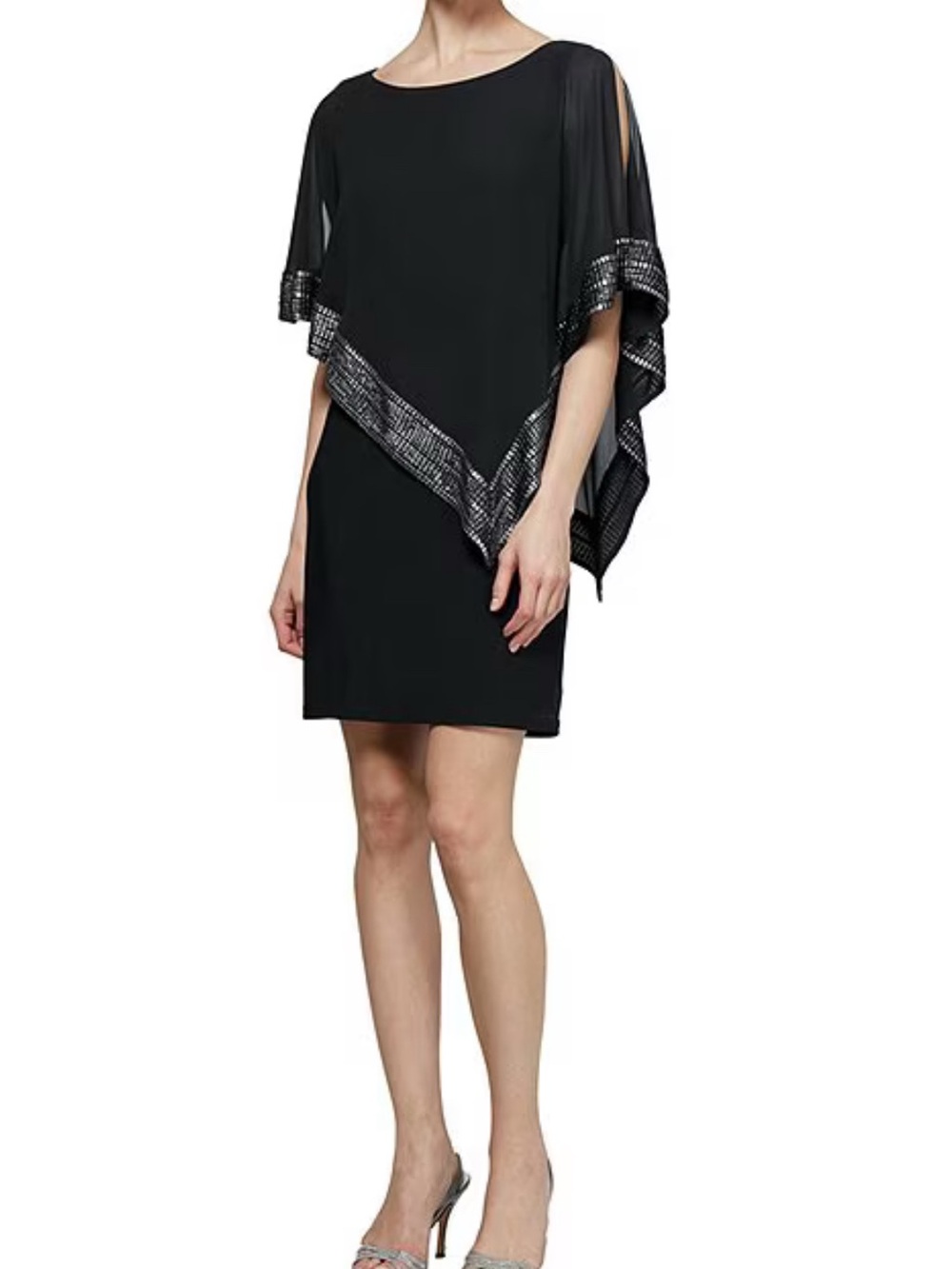 S.L. Fashions Black Mini Dress with Silver Accents
